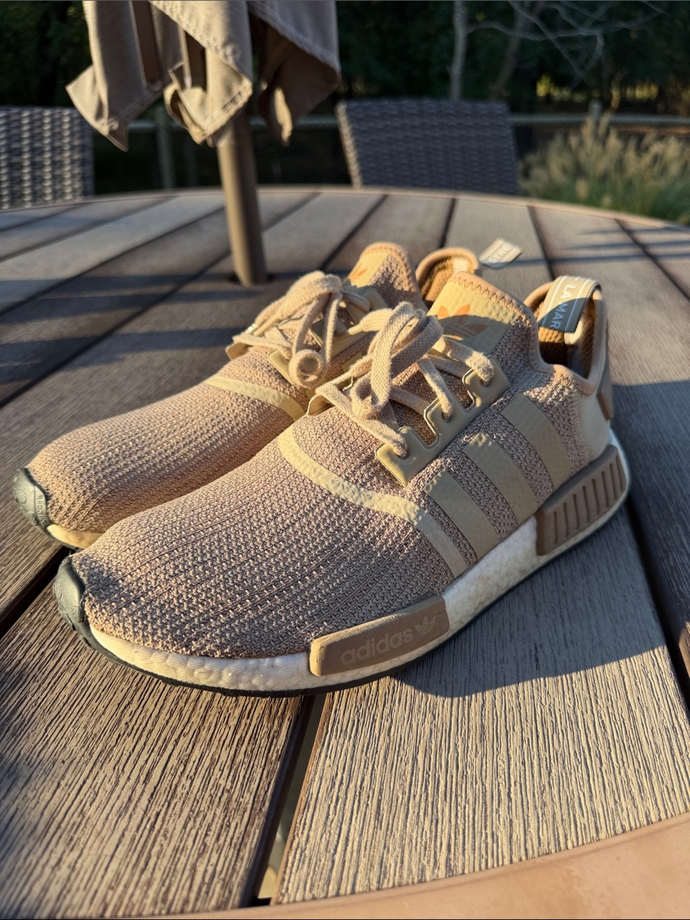 adidas Men’s NMD R1 Beige/Tan Knit Sneakers 12